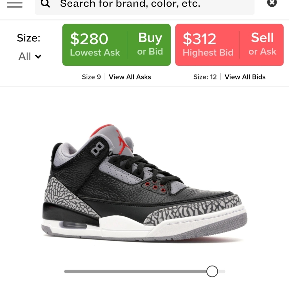Retro 3 black cement size 15